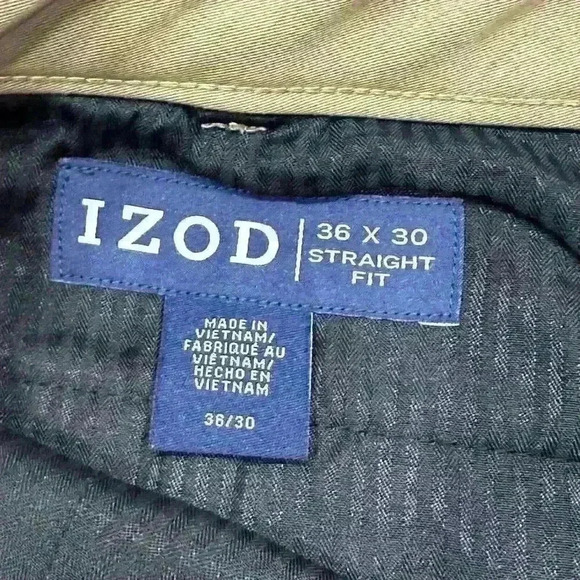 IZOD Pants Mens 36 Tan Straight Fit Leg Casual Size 36x30 Work Utility EUC - Picture 5 of 15